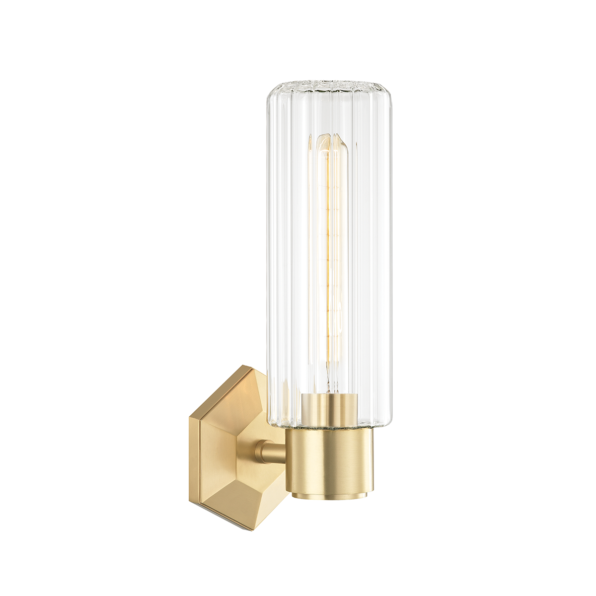 Roebling Wall Sconce 4.75" x 14.5" in aged brass — a Hudson Valley wall sconce for bathrooms, hallways, and living rooms at Laurie Yapp Home.