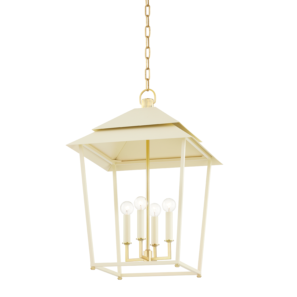 Natick Lantern 18" in aged brass — a Hudson Valley lantern for entries, foyers, and covered porches at Laurie Yapp Home.