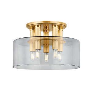 Crystler Flush Mount 15" in aged brass — a Hudson Valley flush mount for hallways, bedrooms, and entryways at Laurie Yapp Home.
