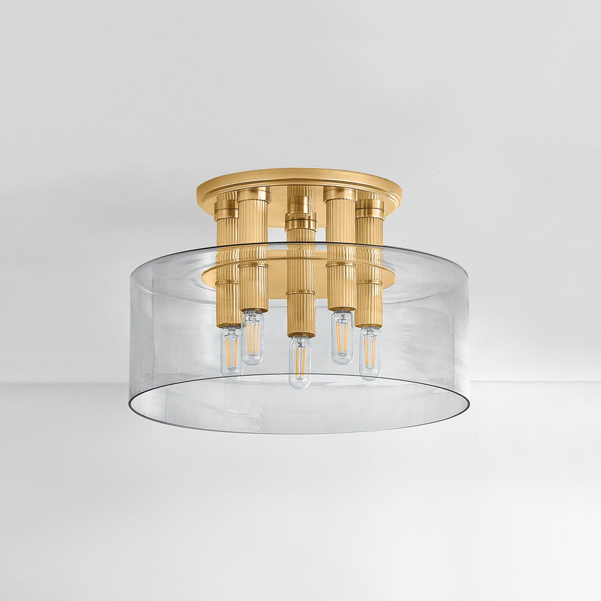 Crystler Flush Mount 15" in aged brass — a Hudson Valley flush mount for hallways, bedrooms, and entryways at Laurie Yapp Home.