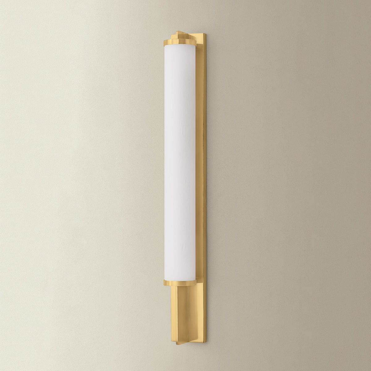 Northfield Wall Sconce 2.75" in aged brass — a Hudson Valley wall sconce for bathrooms, hallways, and living rooms at Laurie Yapp Home.