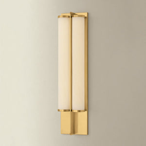 Northfield Wall Sconce 5.5" in aged brass shown from the front to reveal the arm curve and shade silhouette.