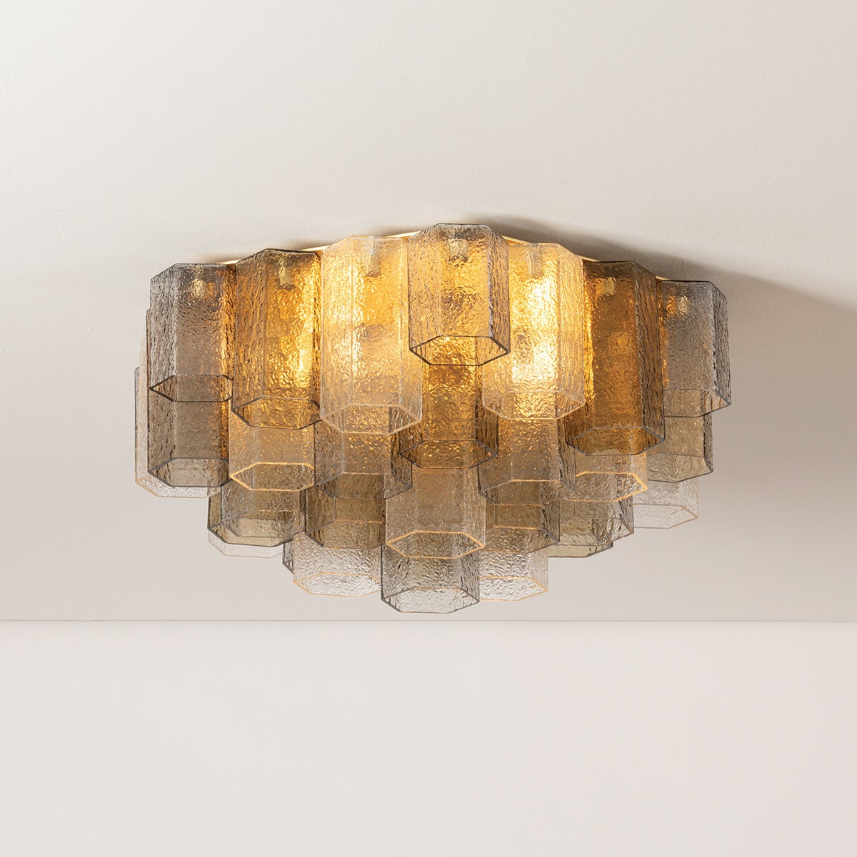 Helsinki Semi Flush 26" shown from the front to reveal the shade profile and mounting canopy.