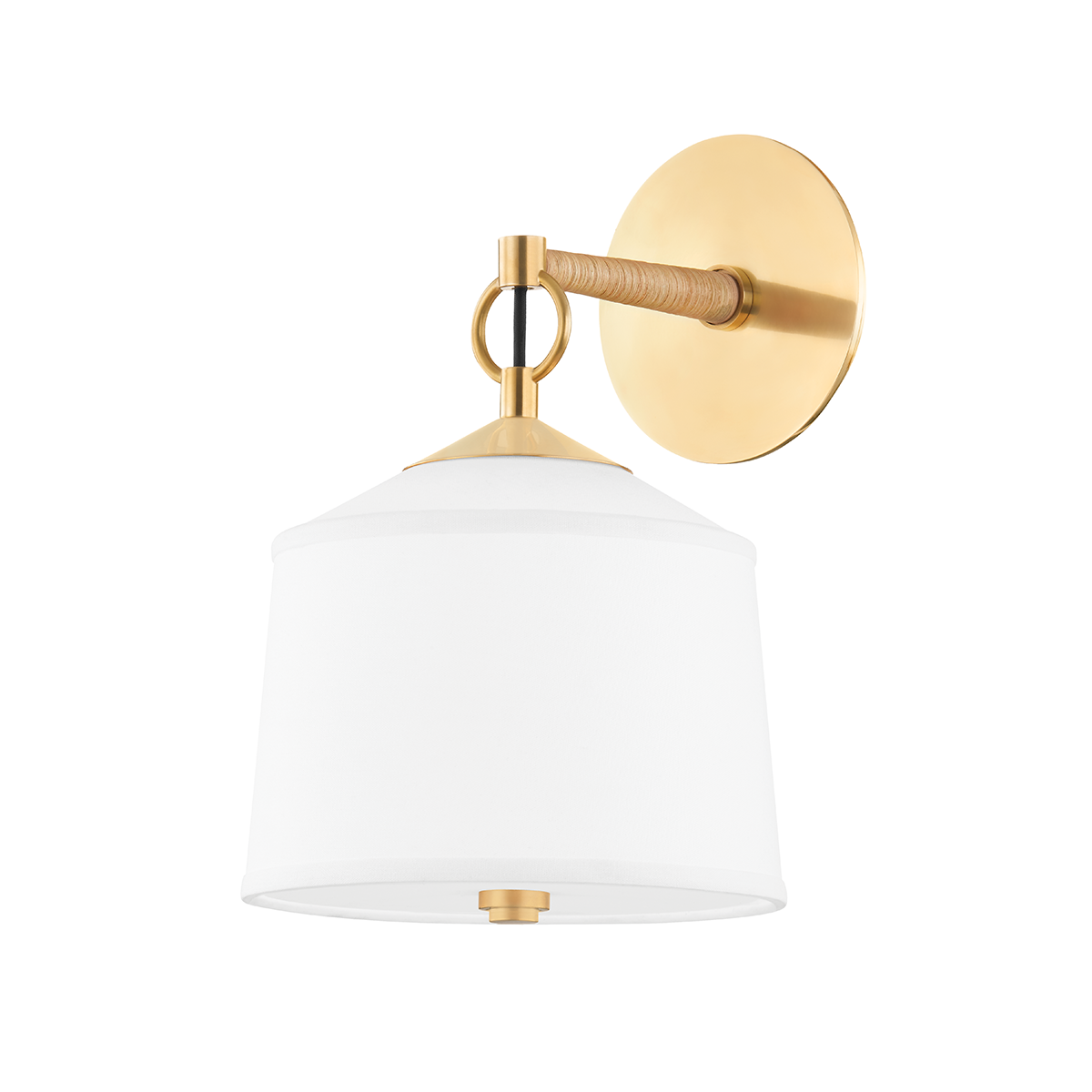 White Plains Wall Sconce in aged brass — a Hudson Valley wall sconce for bathrooms, hallways, and living rooms at Laurie Yapp Home.