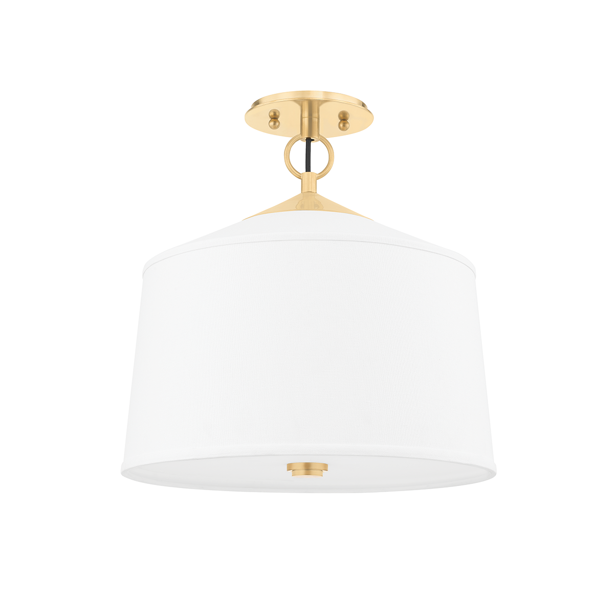 White Plains Semi Flush in aged brass — a Hudson Valley semi flush for hallways, bedrooms, and entryways at Laurie Yapp Home.