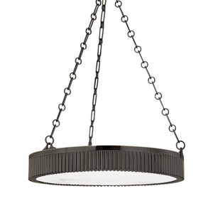 Lynden Chandelier 22" in dark bronze shown from the front to reveal the frame, arms, and shade detail.
