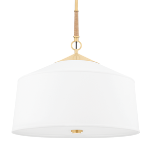 White Plains Pendant 22.25" in aged brass — a Hudson Valley pendant for kitchens, entries, and dining rooms at Laurie Yapp Home.