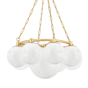Thornwood Chandelier 29.5" in aged brass — a Hudson Valley chandelier for dining rooms, entries, and living rooms at Laurie Yapp Home.