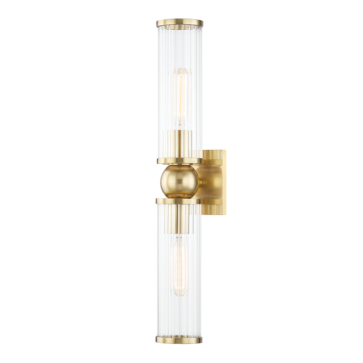 Malone Wall Sconce 4.5" x 22.25" in aged brass — a Hudson Valley wall sconce for bathrooms, hallways, and living rooms at Laurie Yapp Home.