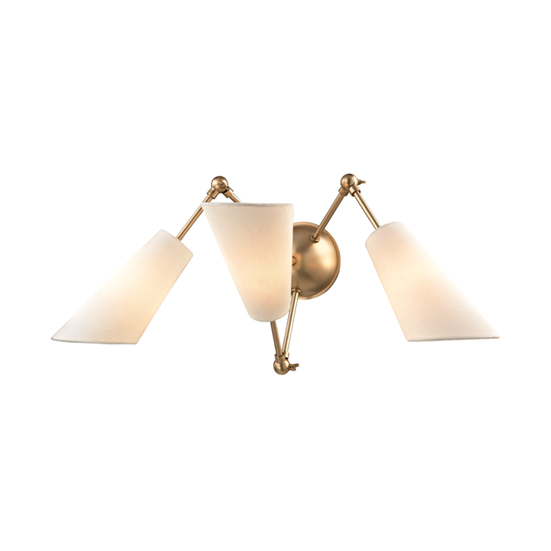 Buckingham Wall Sconce in aged brass — a Hudson Valley wall sconce for bathrooms, hallways, and living rooms at Laurie Yapp Home.