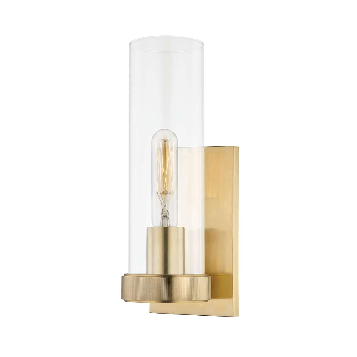 Briggs Wall Sconce 4.5" x 12.75" in aged brass — a Hudson Valley wall sconce for bathrooms, hallways, and living rooms at Laurie Yapp Home.