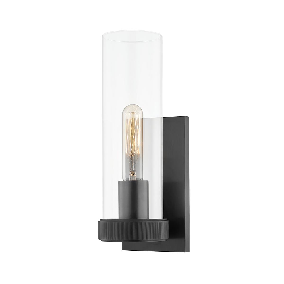 Briggs Wall Sconce 4.5" x 12.75" in bronze shown from a second angle to highlight the arm curve and shade silhouette.