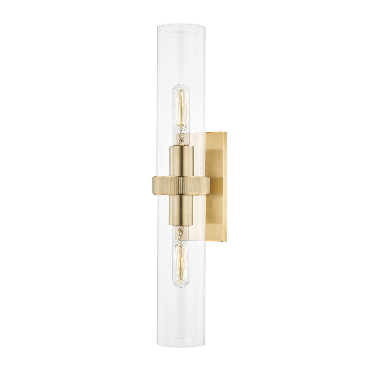 Briggs Wall Sconce 4.5" x 23" in aged brass — a Hudson Valley wall sconce for bathrooms, hallways, and living rooms at Laurie Yapp Home.