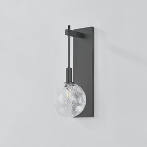 Close-up of the Onteora Wall Sconce in dark bronze showing the arm curve and shade silhouette.