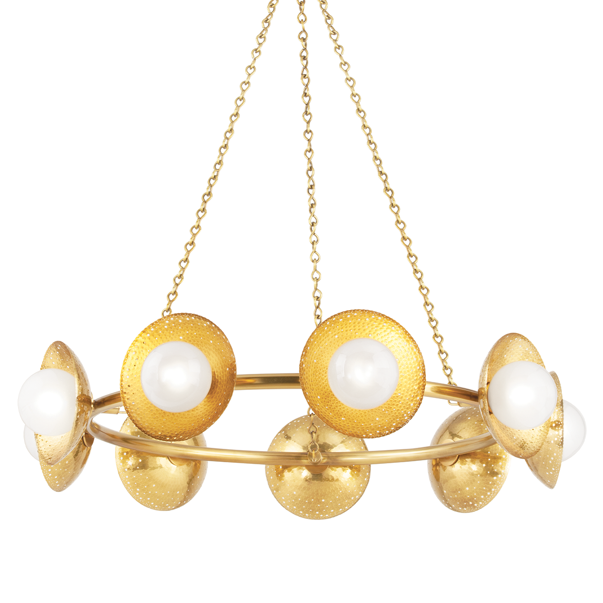 Glimmer Chandelier in aged brass — a Hudson Valley chandelier for dining rooms, entries, and living rooms at Laurie Yapp Home.