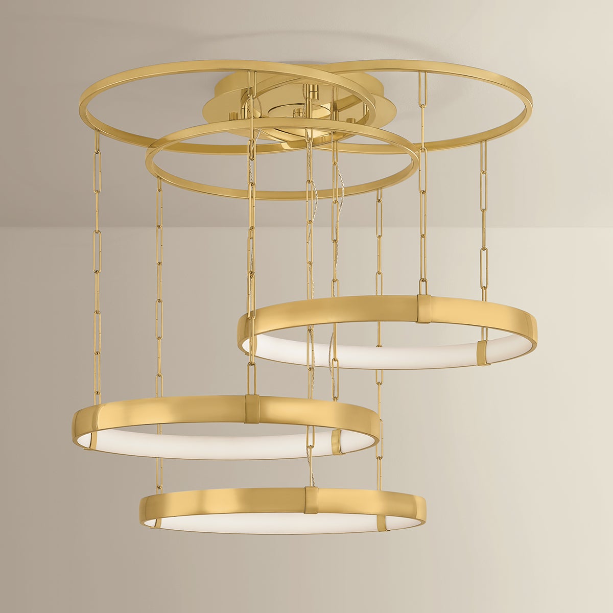 Chiasso Chandelier 38" shown from the front to reveal the frame, arms, and shade detail.