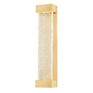 Wharton Wall Sconce 5" x 23" in aged brass — a Hudson Valley wall sconce for bathrooms, hallways, and living rooms at Laurie Yapp Home.