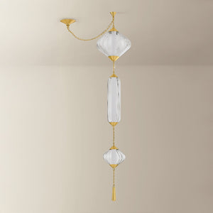 Fiorello Pendant shown from a second angle to highlight the shade shape and metal detail.