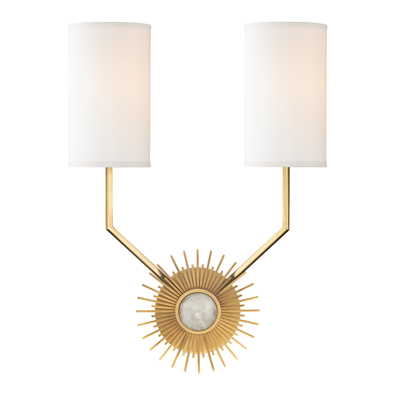 Borland Wall Sconce in aged brass — a Hudson Valley wall sconce for bathrooms, hallways, and living rooms at Laurie Yapp Home.