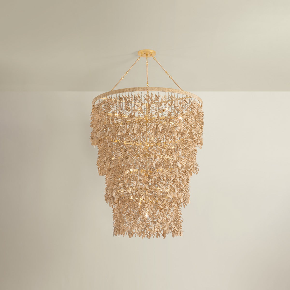 Naxos Chandelier 42" shown from the front to reveal the frame, arms, and shade detail.
