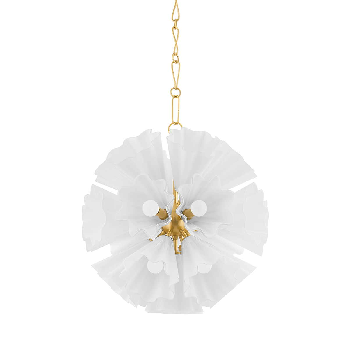 Capri Chandelier 24" in aged brass — a Hudson Valley chandelier for dining rooms, entries, and living rooms at Laurie Yapp Home.