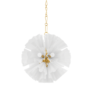 Capri Chandelier 24" in aged brass — a Hudson Valley chandelier for dining rooms, entries, and living rooms at Laurie Yapp Home.