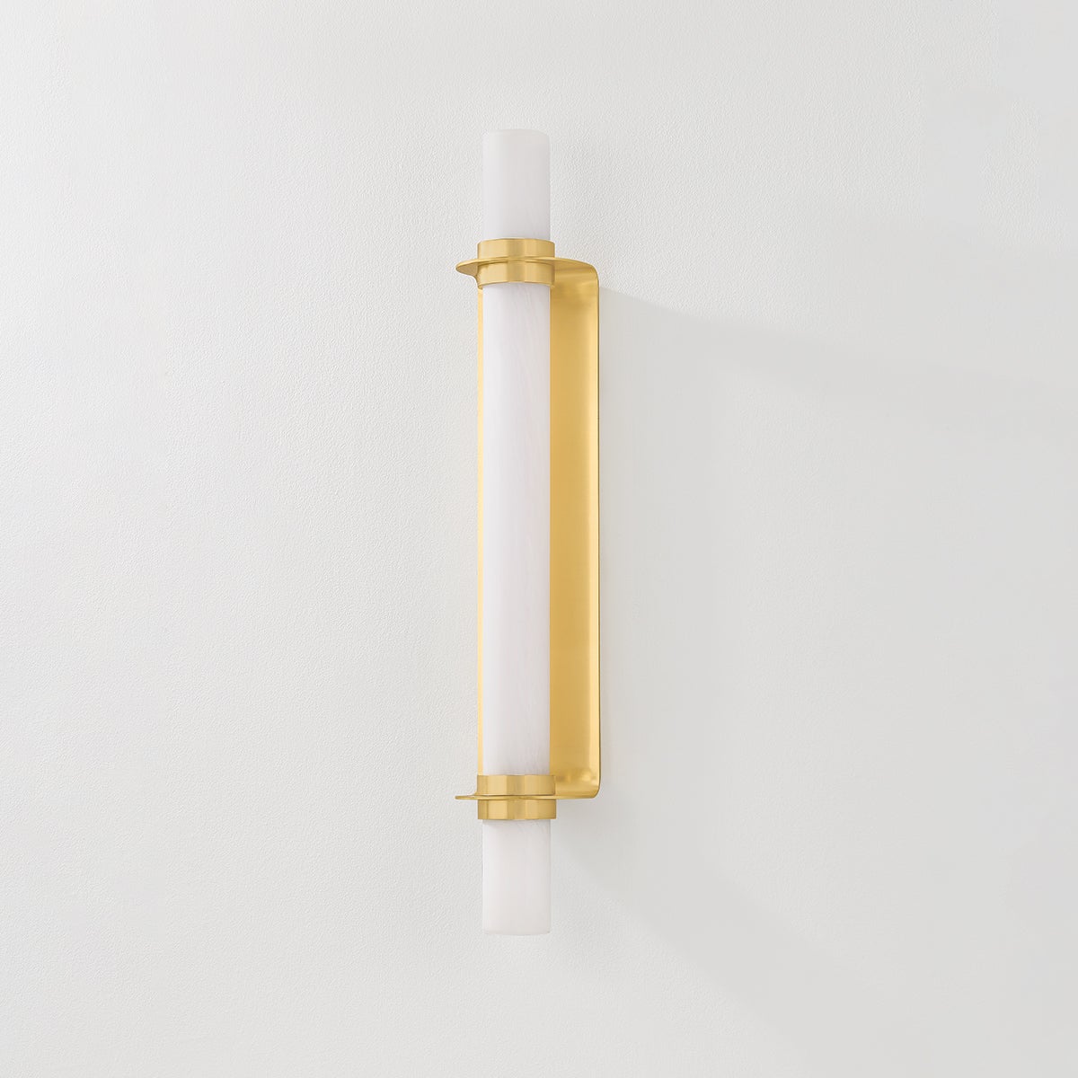 Groveland Station Wall Sconce 4.75" x 27.75" in aged brass — a Hudson Valley wall sconce for bathrooms, hallways, and living rooms at Laurie Yapp Home.
