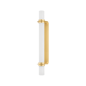 Groveland Station Wall Sconce 4.75" x 27.75" in aged brass — a Hudson Valley wall sconce for bathrooms, hallways, and living rooms at Laurie Yapp Home.