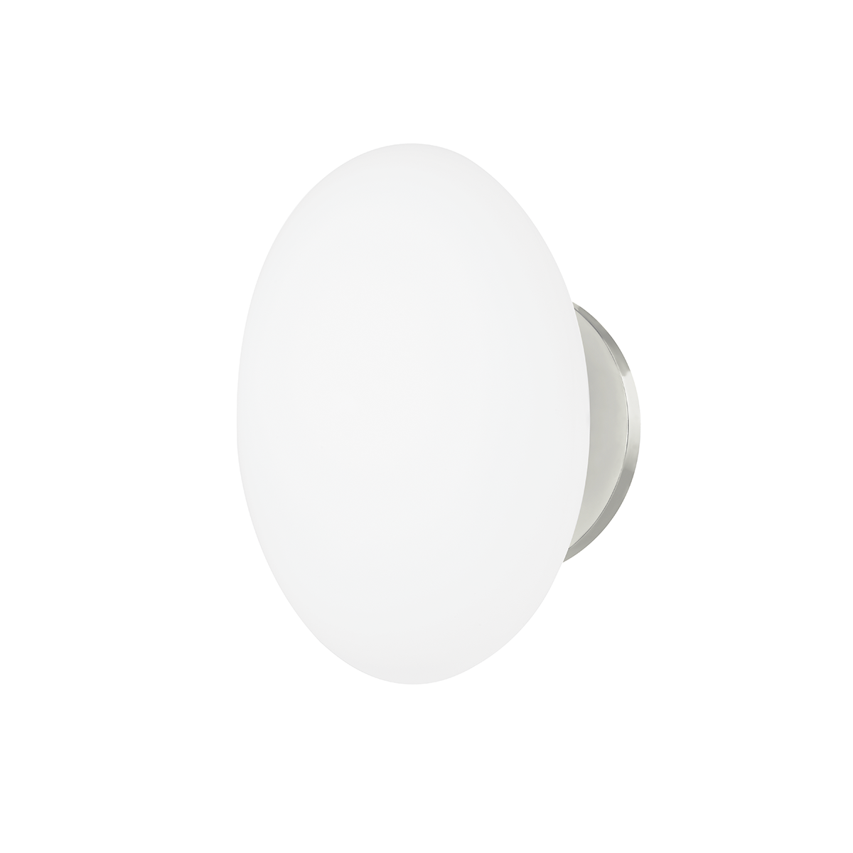 Wagner Bath And Vanity 8.25" in polished nickel shown from the front to reveal the arm spread and shade silhouette.