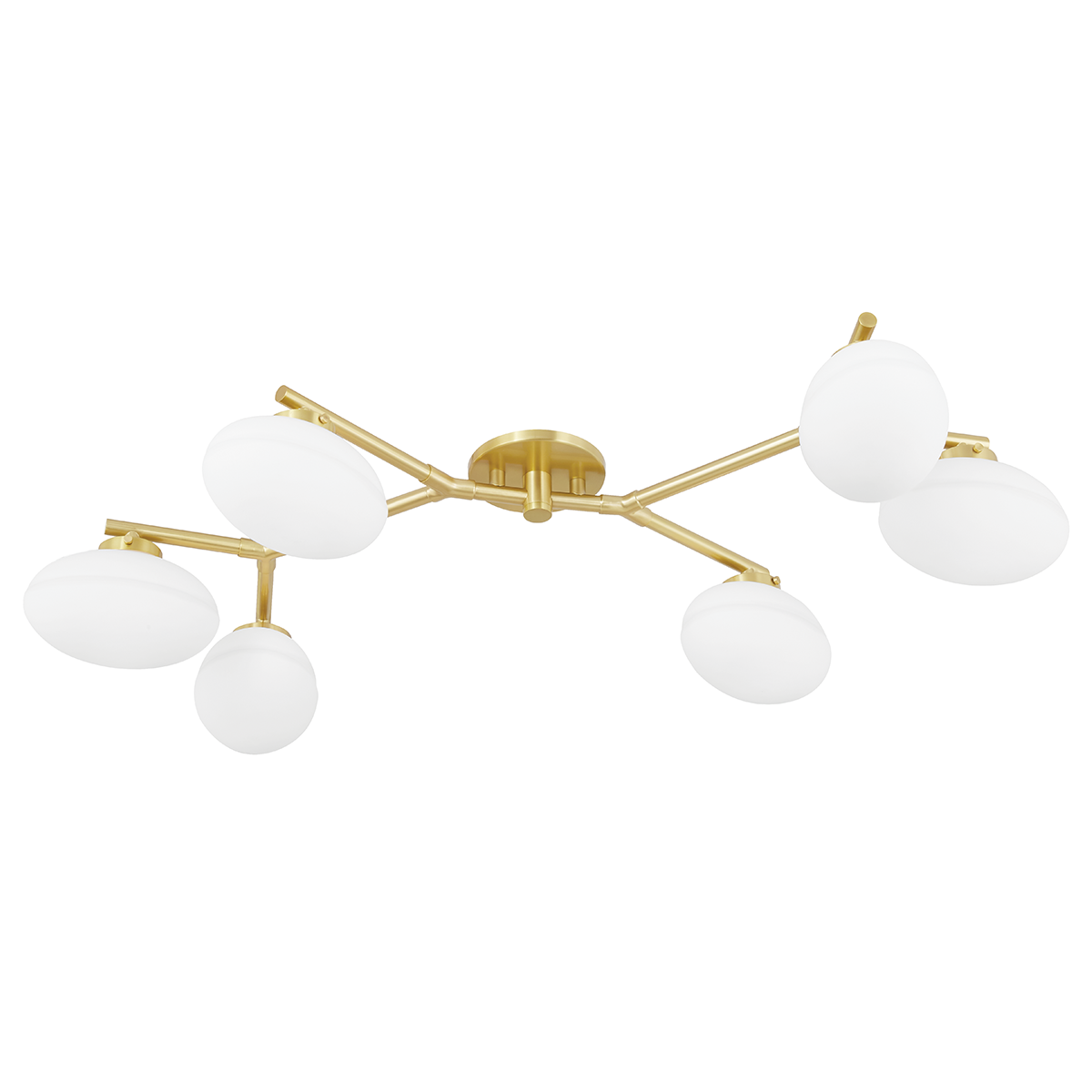 Wagner Semi Flush 33.75" x 7.75" in aged brass — a Hudson Valley close-to-ceiling for hallways, bedrooms, and entryways at Laurie Yapp Home.