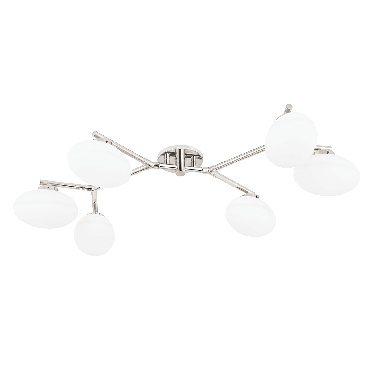 Wagner Semi Flush 33.75" x 7.75" in polished nickel shown from the front to reveal the shade profile and mounting canopy.