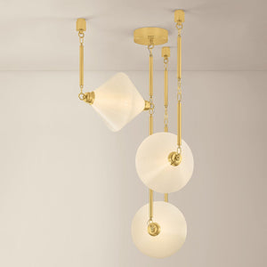 Solara Chandelier 32.75" x 34.5" shown from the front to reveal the frame, arms, and shade detail.