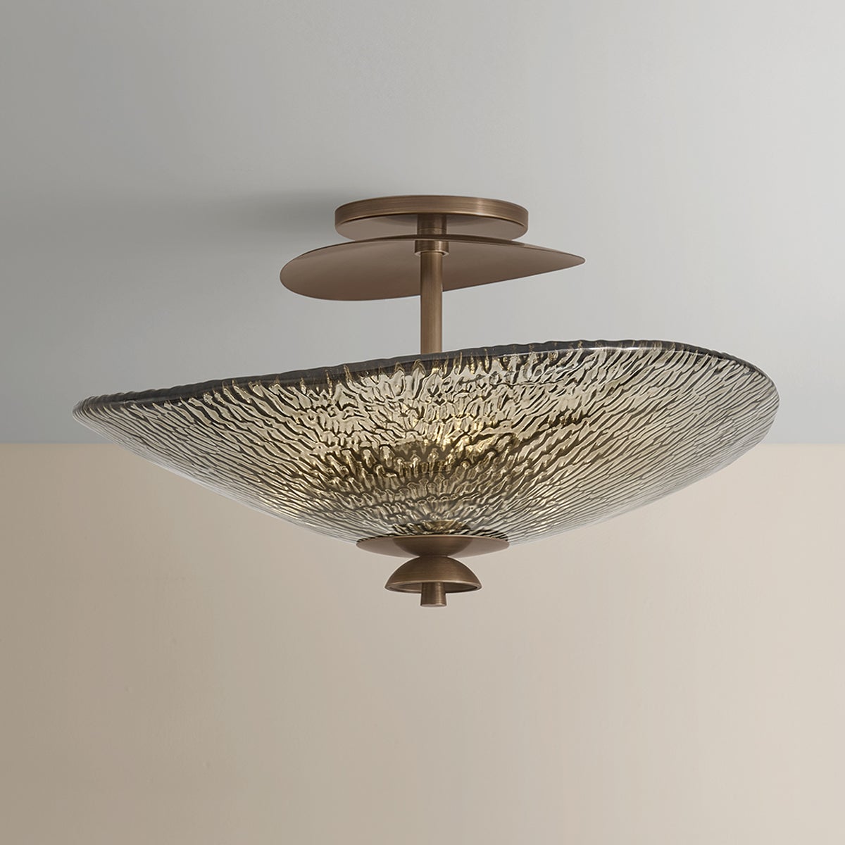 Alba Semi Flush 20" shown from the front to reveal the shade profile and mounting canopy.