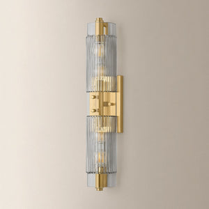 Duoro Bath And Vanity 4.25" x 20.75" shown from a second angle to highlight the arm spread and shade silhouette.