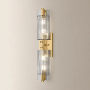 Duoro Bath And Vanity 4.25" x 20.75" shown from the front to reveal the arm spread and shade silhouette.