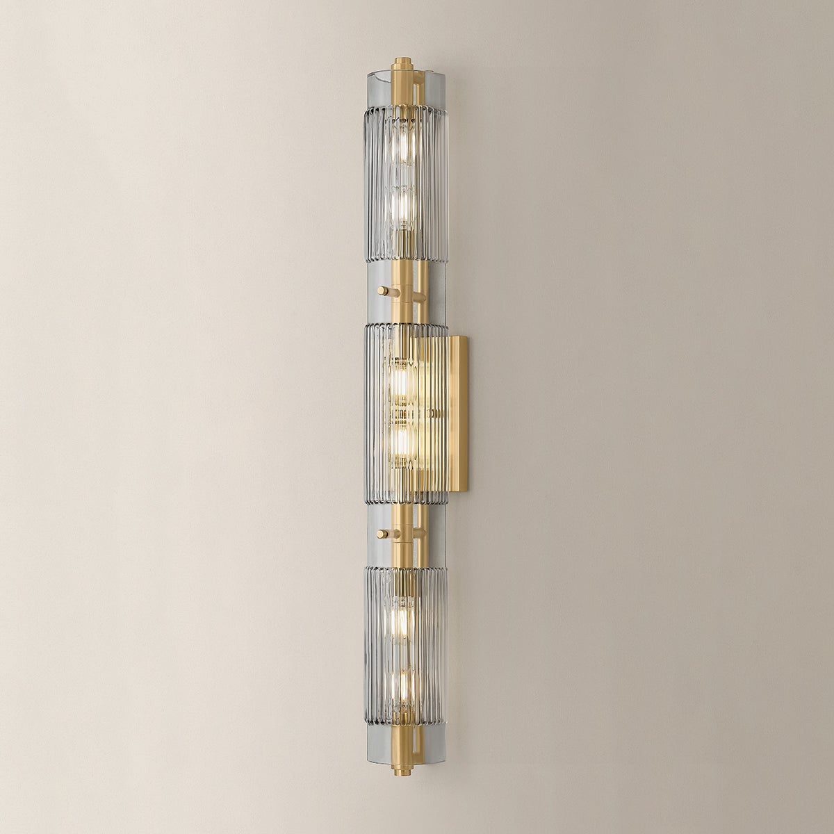 Duoro Bath And Vanity 4.25" x 31.5" shown from the front to reveal the arm spread and shade silhouette.