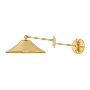 Lithgow Wall Sconce in aged brass — a Hudson Valley wall sconce for bathrooms, hallways, and living rooms at Laurie Yapp Home.