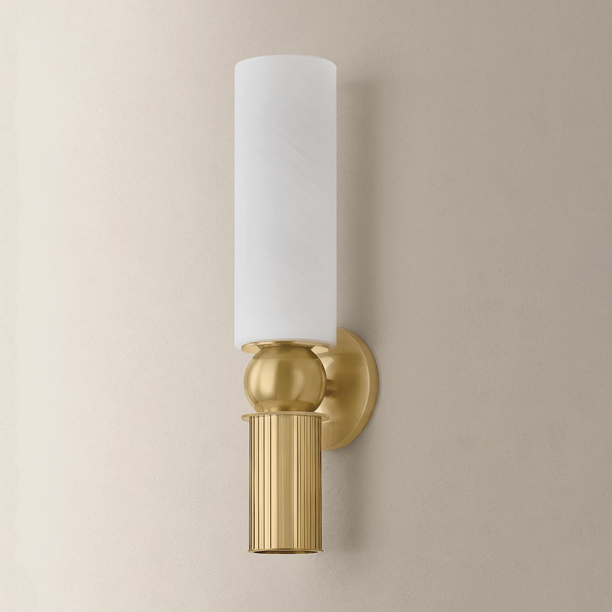 Ronda Wall Sconce shown from the front to reveal the arm curve and shade silhouette.