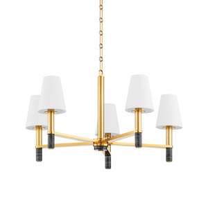 Montreal Chandelier 30" in aged brass — a Hudson Valley chandelier for dining rooms, entries, and living rooms at Laurie Yapp Home.