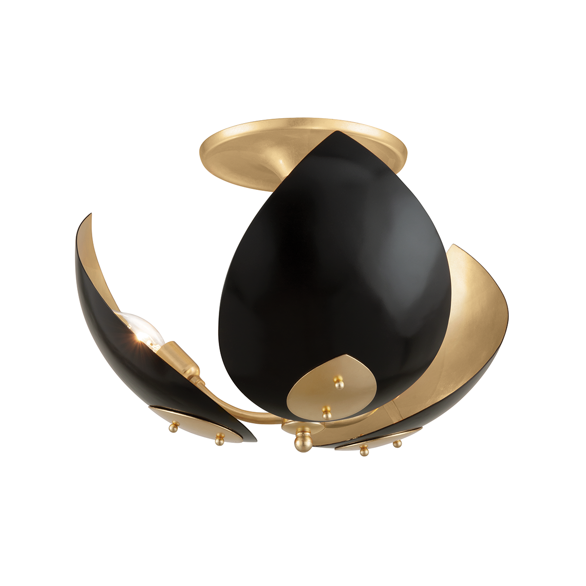 Lotus Semi Flush in black — a Hudson Valley semi flush for hallways, bedrooms, and entryways at Laurie Yapp Home.