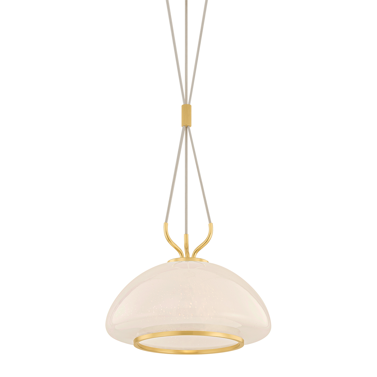 Baudette Pendant 14.25" in aged brass — a Hudson Valley pendant for kitchens, entries, and dining rooms at Laurie Yapp Home.