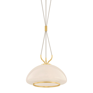 Baudette Pendant 14.25" in aged brass — a Hudson Valley pendant for kitchens, entries, and dining rooms at Laurie Yapp Home.