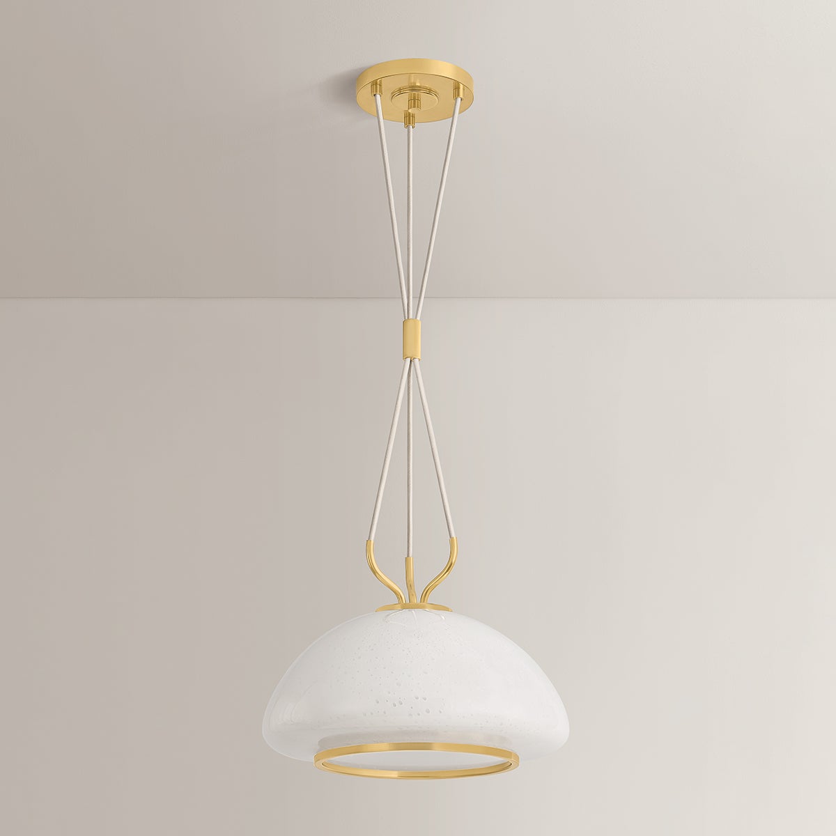 Baudette Pendant 14.25" in aged brass — a Hudson Valley pendant for kitchens, entries, and dining rooms at Laurie Yapp Home.