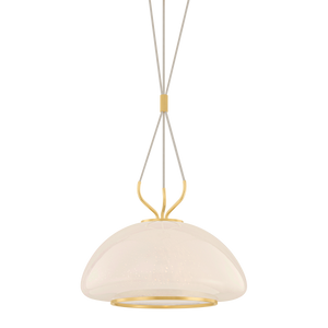 Baudette Pendant 18" in aged brass — a Hudson Valley pendant for kitchens, entries, and dining rooms at Laurie Yapp Home.