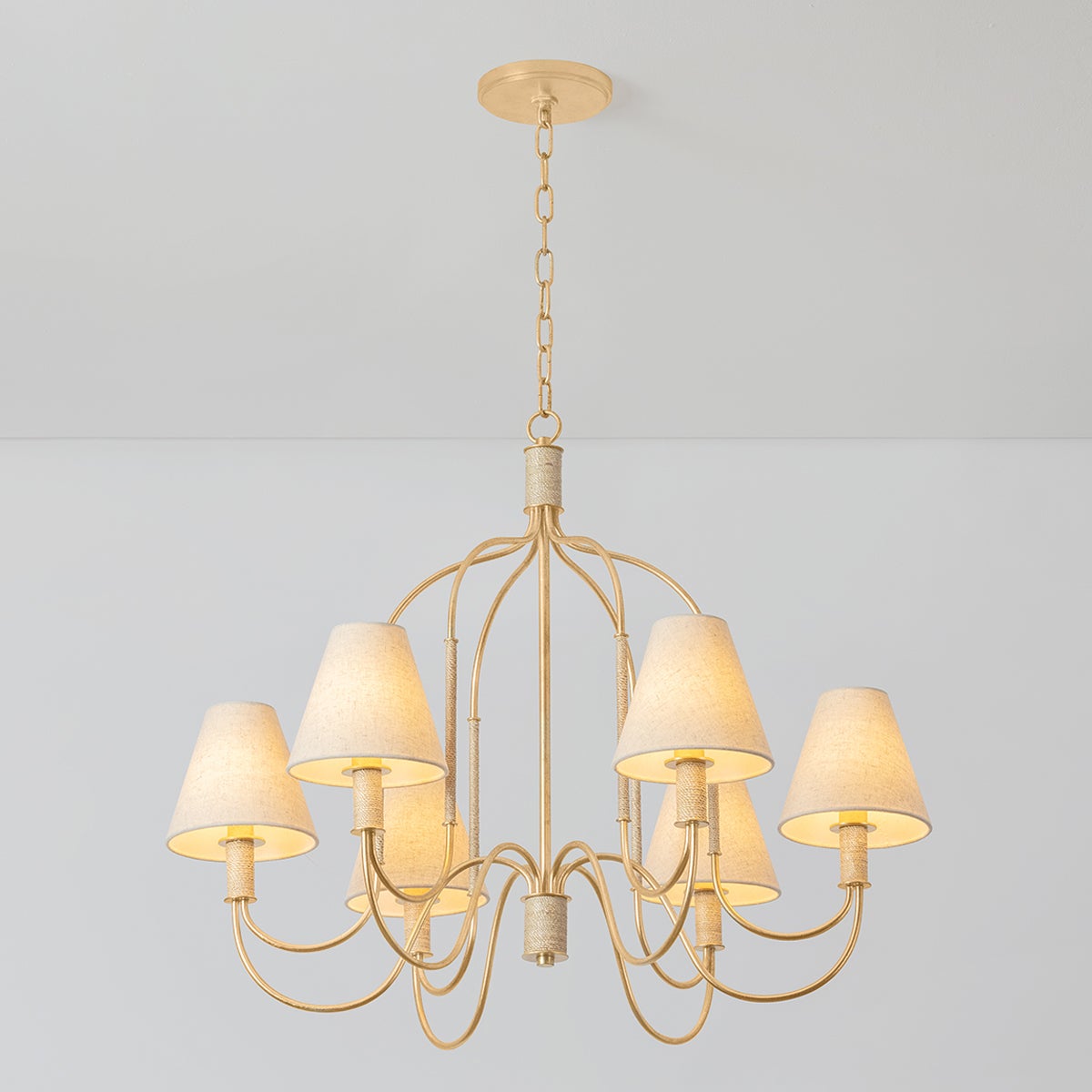 Warrensburg Chandelier 32.25" shown from the front to reveal the frame, arms, and shade detail.