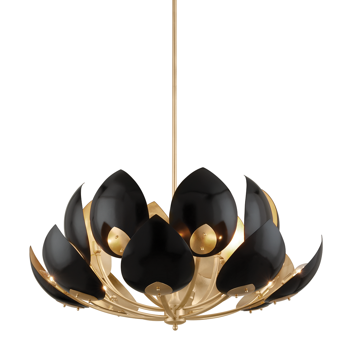 Lotus Chandelier 38.5" in black — a Hudson Valley chandelier for dining rooms, entries, and living rooms at Laurie Yapp Home.