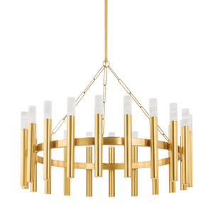 Pali Chandelier 42.25" in aged brass — a Hudson Valley chandelier for dining rooms, entries, and living rooms at Laurie Yapp Home.