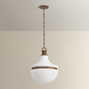 Barryville Pendant 15.75" shown from the front to reveal the shade shape and metal detail.