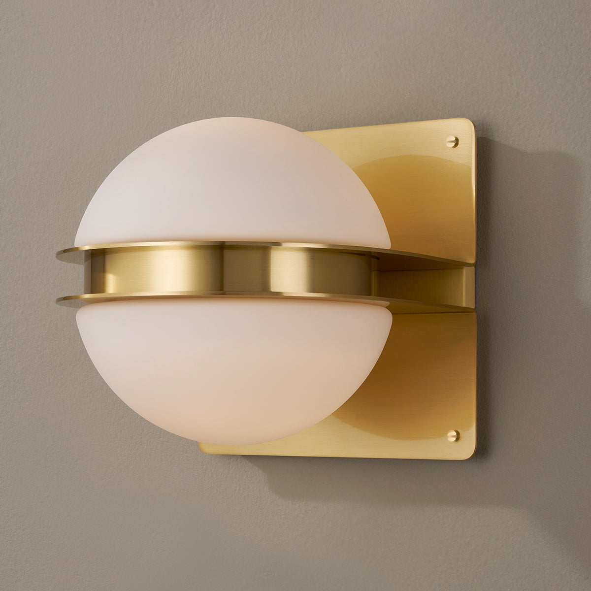 Rudolf Wall Sconce in aged brass — a Hudson Valley wall sconce for bathrooms, hallways, and living rooms at Laurie Yapp Home.