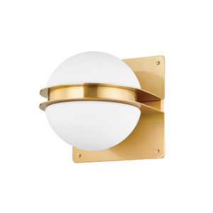 Rudolf Wall Sconce in aged brass — a Hudson Valley wall sconce for bathrooms, hallways, and living rooms at Laurie Yapp Home.